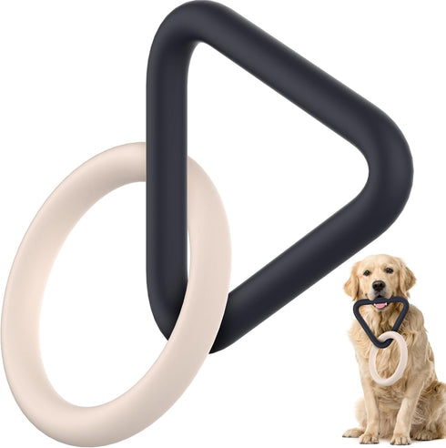 Interactive Durable Dog Chew Toys for Aggressive Small Medium Large Breed Chewers Indestructible Rubber Scented Chewing Triangle Ring Pull Dog Toy...