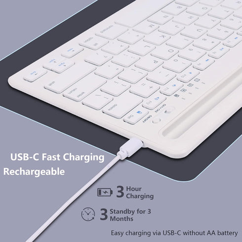Bluetooth Keyboard Wireless Portable Mute Click Multi Device Keyboard Rechargeable Bluetooth 3.0 78 Keys Compact Wireless Keyboard for Tablet Lapt...
