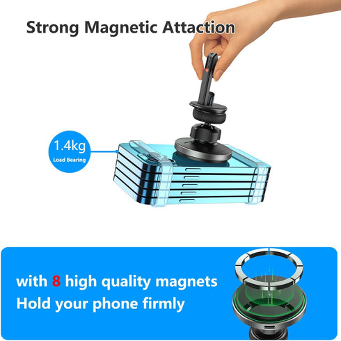 Magnetic Wireless Car Charger with Cooling System, Magnets Automatically Aligns The Phone, Compatible with car Mount Charger, Compatible with iPho...