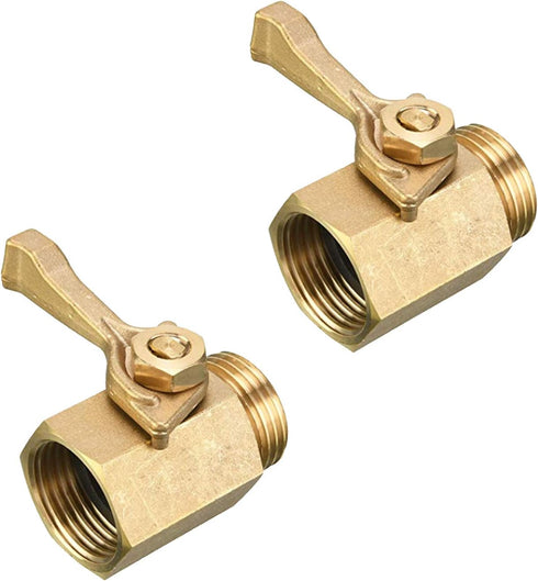 Hourleey Brass Garden Hose Shut Off Valve, 2 Pack with 2 Hose Washers Heavy Duty 3/4 Inch Solid Brass Garden Hose Shut Off Valve with 2 Extra Rubb...