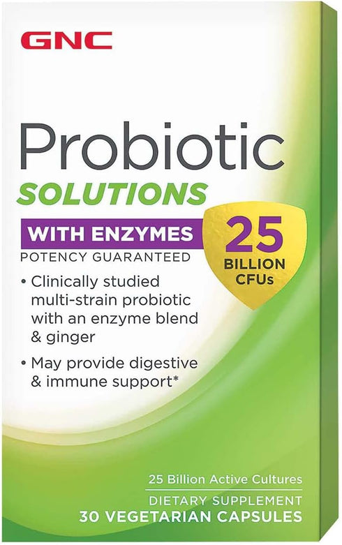 GNC Probiotic Solutions with Enzymes with 25 Billion CFUs, 30 Capsules, Daily Probiotic Support...