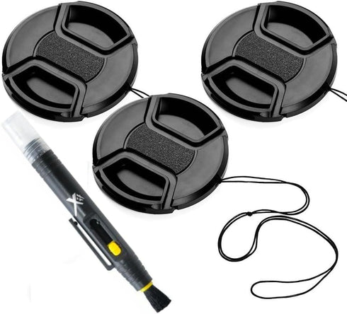 49mm Lens Cap Bundle, 3 Pack Universal Snap on Front Centre Pinch Lens Cover Set for Canon Nikon Sony Olympus DSLR Camera + Camera Lens Cleaning P...