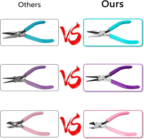 3Pcs Jewelry Pliers Jewelry Making Pliers Tools Kit with Needle Nose Pliers/Round Nose Pliers/Chain Nose Pliers Wire Cutters for Wire Wrapping Ear...
