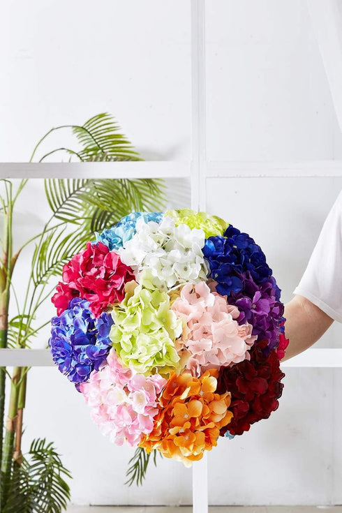 Artificial Hydrangea Flowers Blush Heads 10 Fake Hydrangea Silk Flowers for Wedding Centerpieces Bouquets DIY Floral Decor Home Decoration with St...