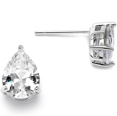 Mariell Cubic Zirconia Stud Earrings, Pear Shape CZ Crystal, 2 Carat Imitation Diamond Stud Earring Gift...