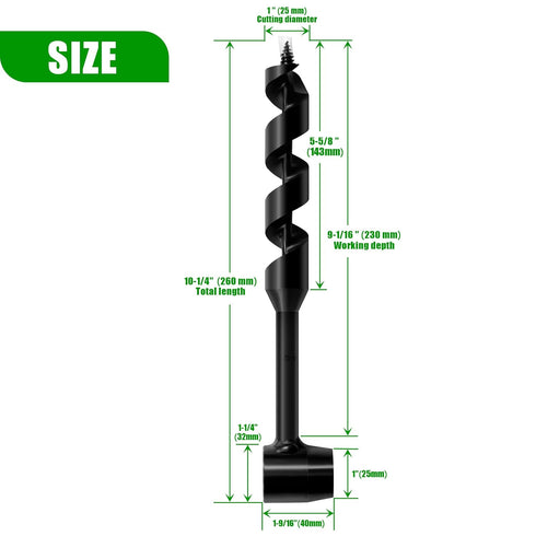 1" x 10" Long Scotch Eye Hand Wood Auger Drill Bit,1 Inch Hand Auger Wrench Manual Hole Maker for Bushcraft Settlers Gear Backpack & Camping Survi...