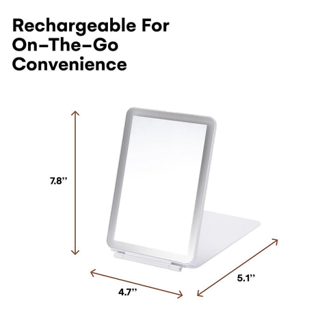 Dorence Rechargeable Travel Lighted Makeup Mirror, White - Compact Foldable LED Mirror for Flawless Application - Modern Design - Portable Vanity ...