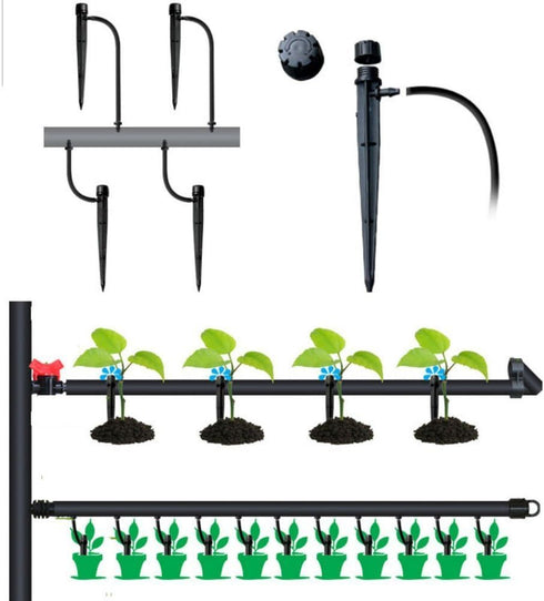 AKOAK 25/50 Pcs 360 Degree Adjustable Water Flow Irrigation Drippers on Stake Emitter Drip System,Model, Home & Garden Store for 4mm /7mm Tube?25p...