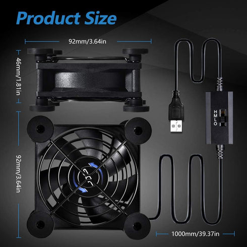 Quiet 80mm USB Fan, 5V USB Portable Cooling Fan for Flat Panel Xbox DVR PlayStation Router TV Receiver Computer Cabinet Cooler...