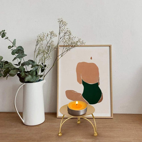 dedoot Candle Holder, Gold Candle Holders Set of 2 Decorative Handmade Iron Pillar Plate Candle Holder Centerpiece Fit LED & Wax Candles, Pedestal...