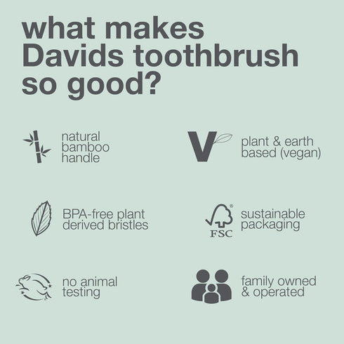 Davids Premium Bamboo Soft Bristle Toothbrush - 3 Pack | BPA Free, Eco-Friendly, Sustainable High Performance Bristles to Improve Oral Health Natu...