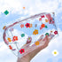 Cute makeup bag, transparent portable makeup bag, waterproof toiletries storage bag, large capacity pen bag (Colorful flowers)...