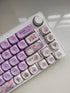 PBT Cute Bunny MOA XDA Round Purple keycap Set for Girl Kids Custom Keyboard for Gateron Kailh Cherry Mx Switches ANSI Layout Mechanical Custom Ke...