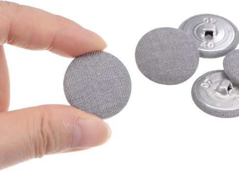 30pcs 40L Fabric Cloth Covered Button 25mm Round Metal Shank Sewing Buttons for Suits Dress Blouses, Grey...