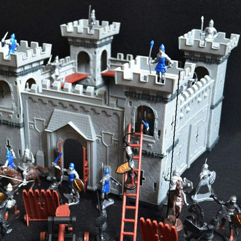 PXRJE Medieval Castle Knights Action Figure Toy Army Playset with Assemble Castle, Catapult and Horse-Drawn Carriage Great for Girls and Boys(A1)...