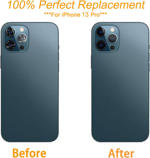 6pcs Back Rear Camera Lens Glass Replacement for iPhone 13 Pro and 13 Pro Max Camera Glass Lens with Pre-Installed Adhesive & Repair Tool Kit (Not...