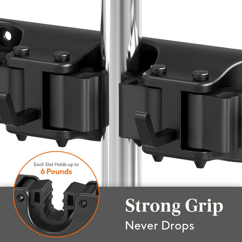 Lifewit Mop and Broom Holder Wall Mount, Anti-Slip Broom Hanger for Kitchen Organization, Heavy Duty Cleaning Supplies Organizer, Easy Install Too...