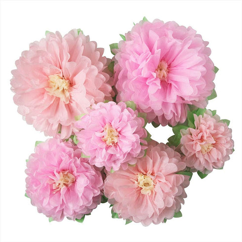 Pinks Flowers Decoration (11''-7'' Assorted) 6 pcs Artificial Tissue Paper Peony Nursery Wall Bridal Shower Centerpiece Baby Girl Birthday Tea Par...