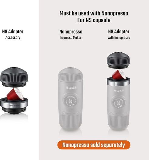 WACACO Nanopresso NS Adapter, Accessories for Nanopresso Portable Espresso Machine, Compatible with NS Capsules, Perfect for Traveling, Camping or...