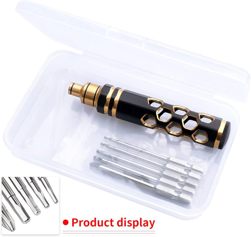 5 in 1 RC Hobby Repair Tools Kit Hex Driver Set Magnetic Allen Wrench Drill Bits Hex Bit Set & Phillips Screwdriver Bit with Alloy Handle for RC C...