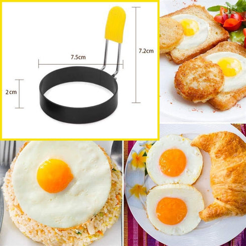 Egg Ring for Frying Eggs and English Muffin - Round Egg Shaper Mold with Anti-scald Handle - Stainless Steel Non-stick Egg Cooker Ring - 2 Pack...