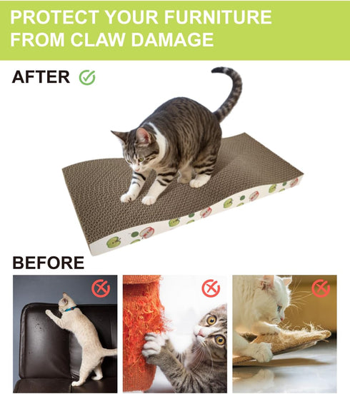 Cat Scratching Board, Corrugate Cat Scratcher for Indoor Cats with Catnip, Cat Scratch Pad with Premium Scratch Textures Design, Cardboard Cat Scr...