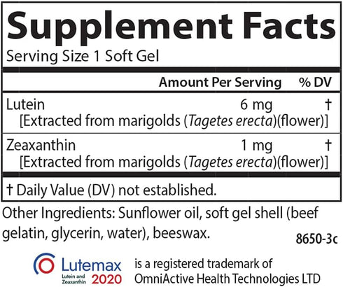 Carlson - Lutein, 6 mg, Healthy Vision & Eye Function, Antioxidant, 60 Softgels...
