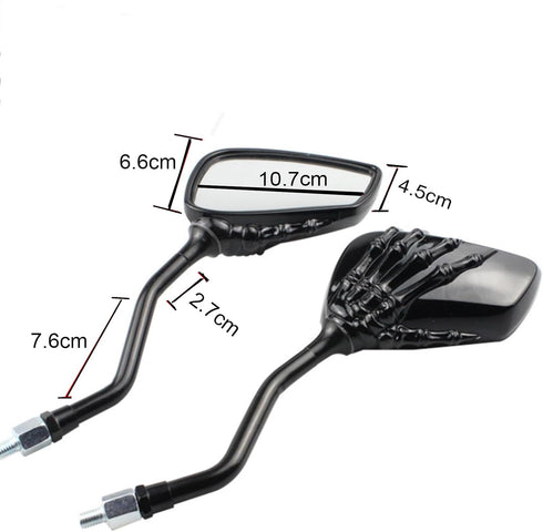 Motorcycle Rear View Mirror Pair Of Skull Skeleton Hand Motorcycle Rearview Mirror Universal 8Mm 10Mm, Car Accessories Skull Skeleton Hand Bike Mi...