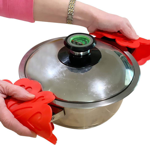 Allydrew, Multi-use Durable Flexible Non-Slip Insulated Trivet Silicone Pot Holders, Set of 4, Red Hearts...