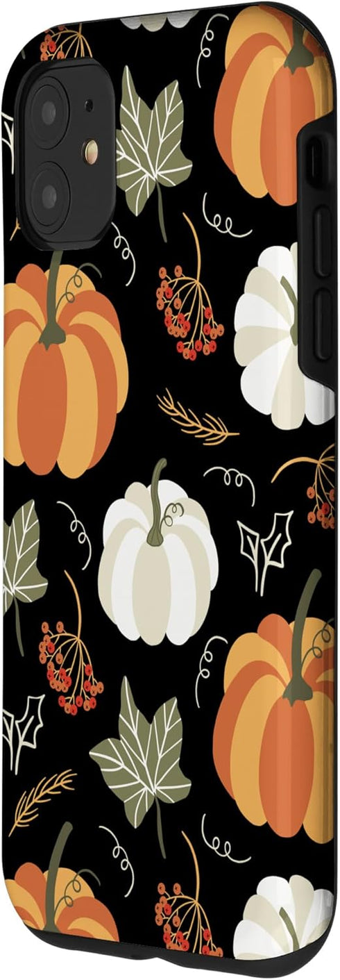 iPhone 11 Autumn falling leaves and pumpkin spice harvest happy fall Case...