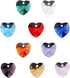 100pcs Crystal Heart Shaped Beads - LONGWIN 14mm Multicolor Glass Spacer Beads for Necklaces, Bracelets, Earring with Storage Box...