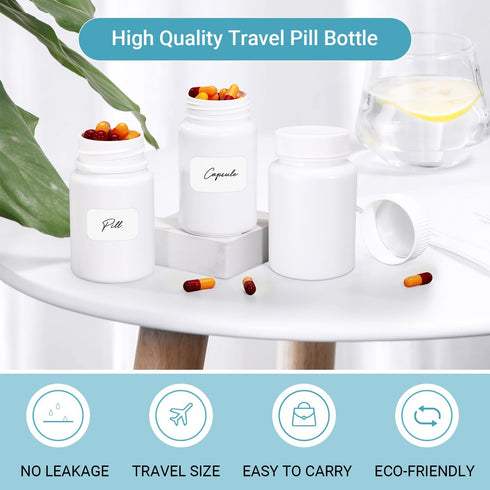 Empty Plastic Pill Bottle Medicine Bottles Reagent Chemical Container with Smooth Screw Lid For Liquid Solid Powder (200cc 4pack)...