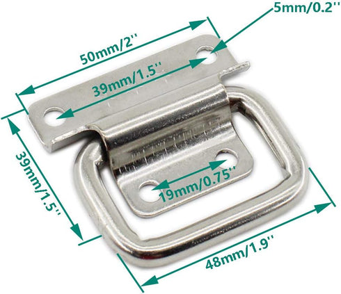 4 Pack Stainless Steel Wardrobe Handle, Foldable Boat Hatch Latch Cabinet Lifting Ring Pull Handle,Cabinet Pull Handle Accessories,Toolbox Door Ch...