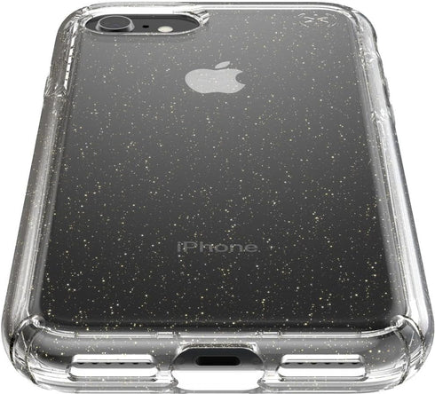 Speck Products Presidio Perfect-Clear with Glitter iPhone SE (2022)| iPhone SE (2020)| iPhone 8| iPhone 7 Case, Clear with Gold Glitter...