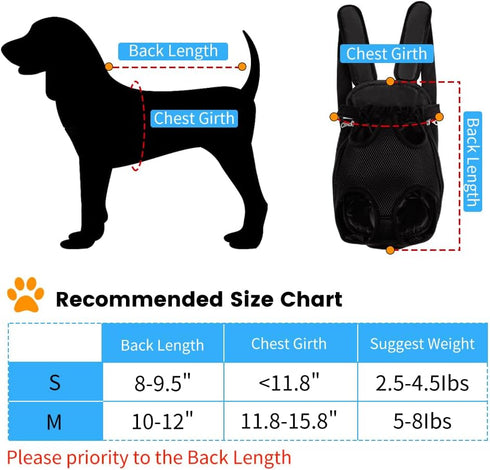 Dog Cat Backpack Carrier, Dog Carrier Adjustable for Small Medium Dogs, Pet Dog Front Chest Carriers Backpacks, Puppy Carrier Sling Backpack, Hold...