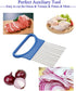 Crinkle Cut Knife set, 1 Fork Slicing Helper 3 Stainless Steel Crinkle Cutter, Fruit And Vegetable Wavy Chopper Knife, Potato Cutter Onion Cutter ...