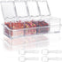 Clear Seasoning Box 4 PCS/Set, Acrylic Seasoning Rack Seasoning Storage Container Condiment Jar Spice Box Spice Jar Spice Pot Spice Rack with Spoo...