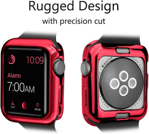 Case for Watch 38mm Series 3 Series 2 Series 1 Watch case with Metaliz Hood Flexible Clear Soft TPU Lightweight Protective Pretector Cover-Shiny R...