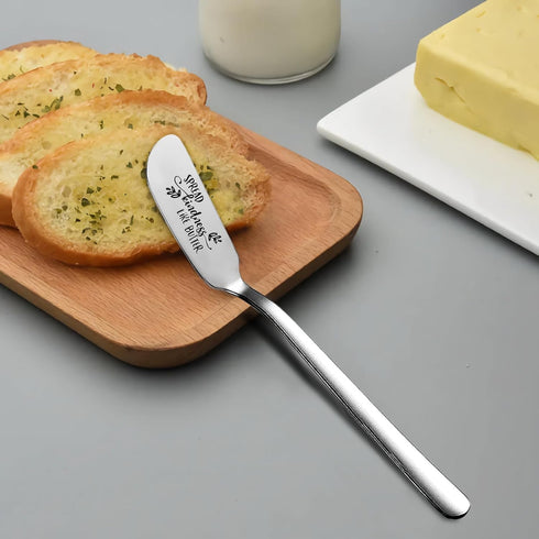 Spread Kindness Like Butter Funny Butter Knife, Personalized Engraved Peanut Butter Spreader Cheese Knives, Novelty Anniversary Christmas Gifts fo...