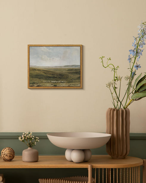 VIYYIEA Framed Farmhouse Wall Art for Living Room Wild Field Landscape Wall Decor for Bedroom Great Plains Scenery Bathroom Wall Decor Traditional...