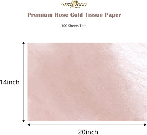 UNIQOOO 100 Sheets 20X14 Premium Metallic Rose Gold Champagne Gold Tissue Gift Wrap Paper Bulk Recyclable Gift Wrapping Accessory - Perfect for Sm...