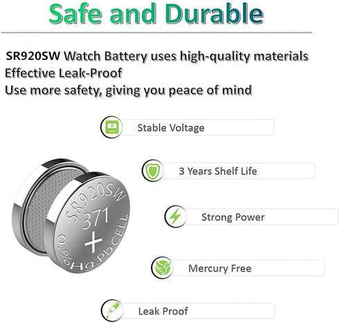 10PCS 1.5V SR920SW 371 370 LR921 AG6 Silver Oxide Watch Battery...