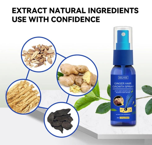 Ginger Hair Growth Spray. Promotes Thicker Longer Hair. Ginger Extract Prevents Baldness, and Moisturizes the Scalp. Promotes Hair regrowth, stren...