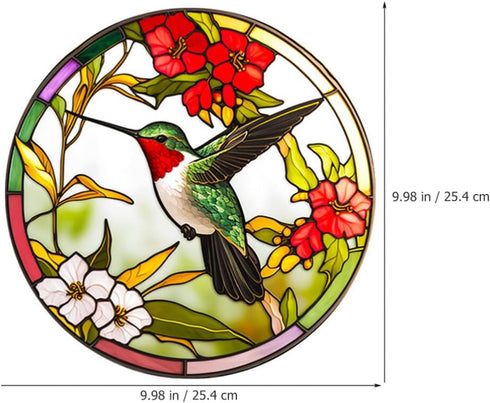 Stained Glass Hummingbird Window Clings Anti-Collision Window Decals Summer Window Stickers Static Clings Birds Strikes on Window Glass Non Adhesi...