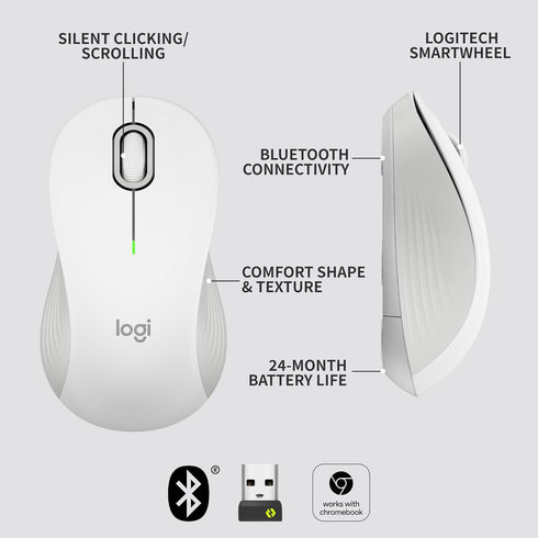 Logitech Signature M550 Wireless Mouse - for Small to Medium Sized Hands, 2-Year Battery, Silent Clicks, Customizable Side Buttons, Bluetooth, Mul...