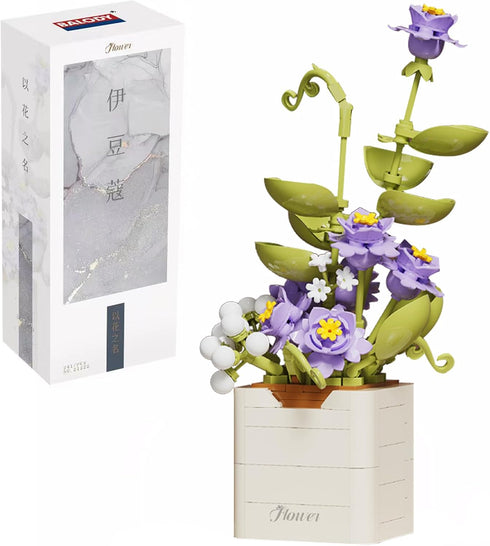 Artificial Flower Bouquet Building Set for Adult,Mini Plant Bonsai Tree Friend Set for Girl,Botanical Collection Gift for Kids,Violet Building Blo...