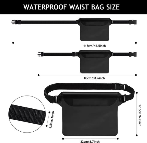 Hatisan Waterproof Pouch with Waist Strap, Waterproof Fanny Pack Keep Phone Valuables Safe and Dry Beach Accessories for Vacation Boating Swimming...