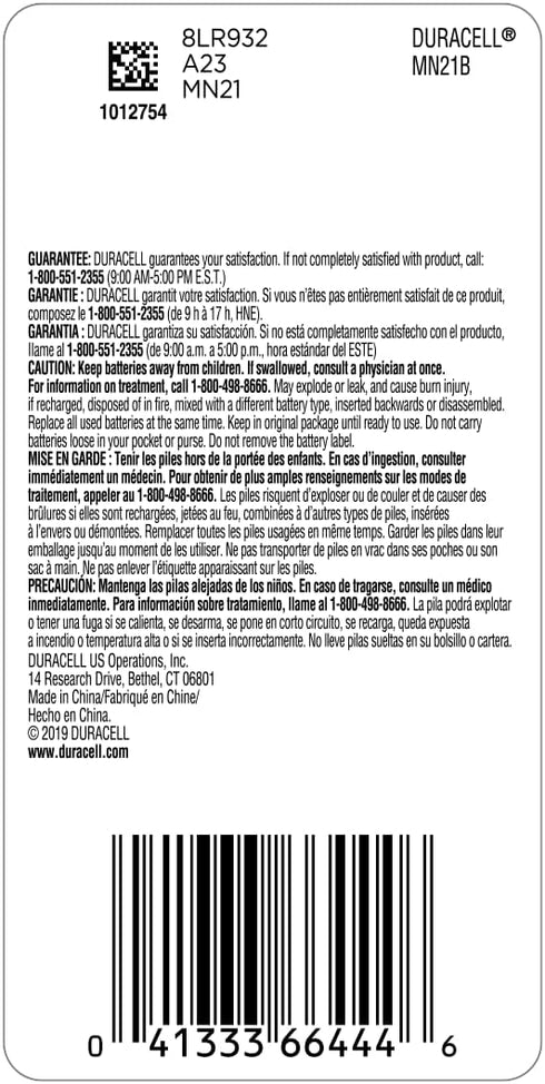 Duracell 21/23-12V Alkaline-Battery, 1 Count Pack, 21/23 12 Volt Alkaline-Battery, Long-Lasting for Key Fobs,-Car Alarms, GPS Trackers, and More...