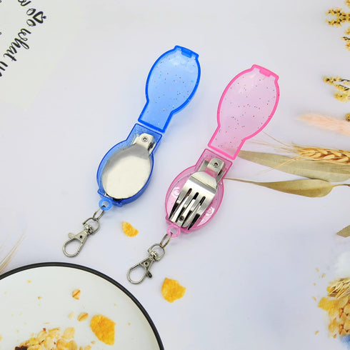 Folding Spoon And Fork Folding Fork Folding Spoon Foldable Fork And Spoon Set With Case Travel Forks Spoons For Camping Picnic 2PCS...