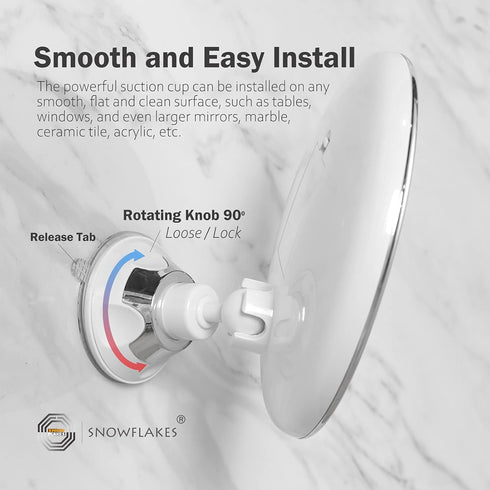 Snowflakes 10x Magnifying Lighted Makeup Mirror with Lights, Suction Cups, and 360° Swivel – Touch Control, 3 Light Modes – Ideal for Home, Bathro...